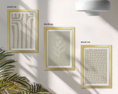 Trittico incorniciato Motivi vegetali e geometrici in colori tenui