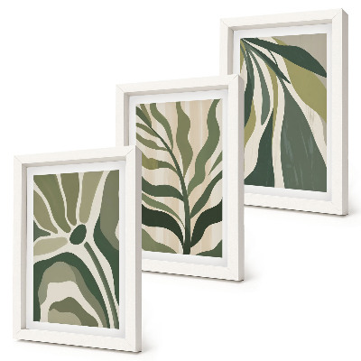Trittico incorniciato Illustrazioni di foglie dipinte in diverse tonalità di verde