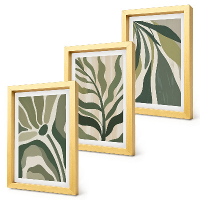 Trittico incorniciato Illustrazioni di foglie dipinte in diverse tonalità di verde