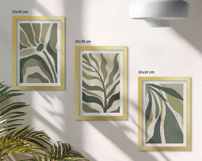 Trittico incorniciato Illustrazioni di foglie dipinte in diverse tonalità di verde