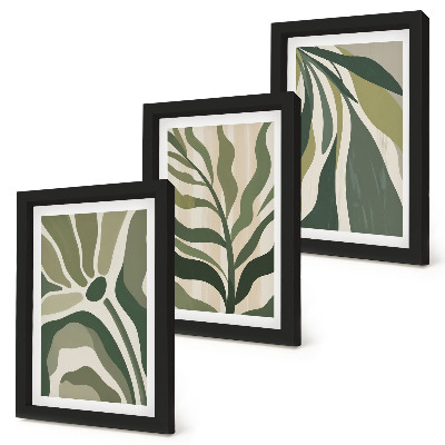 Trittico incorniciato Illustrazioni di foglie dipinte in diverse tonalità di verde