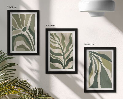 Trittico incorniciato Illustrazioni di foglie dipinte in diverse tonalità di verde