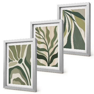 Trittico incorniciato Illustrazioni di foglie dipinte in diverse tonalità di verde