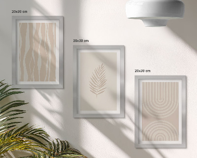 Trittico incorniciato Fantasie nei toni del beige con motivi vegetali