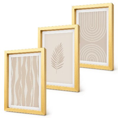 Trittico incorniciato Fantasie nei toni del beige con motivi vegetali