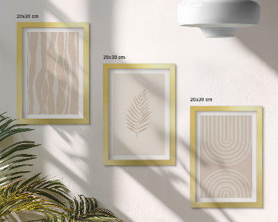 Trittico incorniciato Fantasie nei toni del beige con motivi vegetali