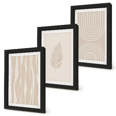 Trittico incorniciato Fantasie nei toni del beige con motivi vegetali