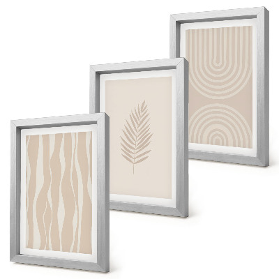 Trittico incorniciato Fantasie nei toni del beige con motivi vegetali