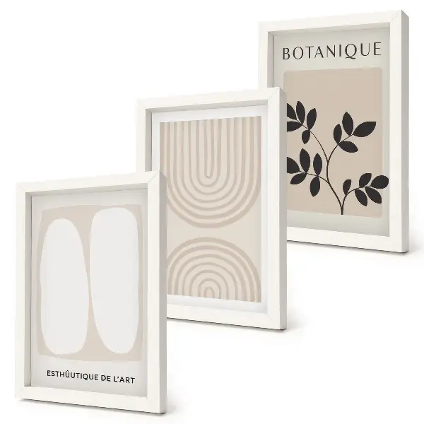 Set di 3 quadri poster in stile boho con motivi vegetali astratti