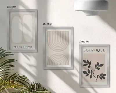Set di 3 quadri poster in stile boho con motivi vegetali astratti