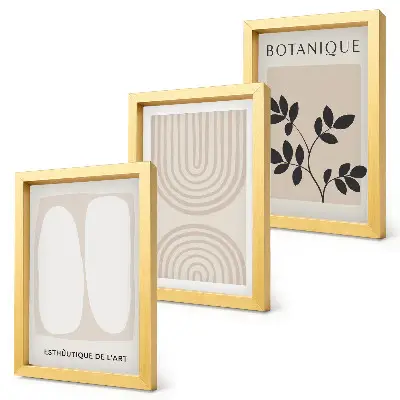 Set di 3 quadri poster in stile boho con motivi vegetali astratti