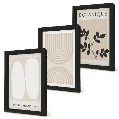 Composizione di 3 quadri Poster boho delicati con motivi vegetali astratti