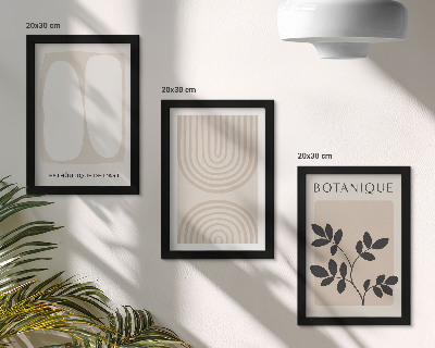 Composizione di 3 quadri Poster boho delicati con motivi vegetali astratti