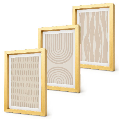 Composizione di 3 quadri Motivi astratti nelle tonalità del beige e del bianco