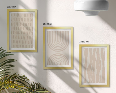 Composizione di 3 quadri Motivi astratti nelle tonalità del beige e del bianco