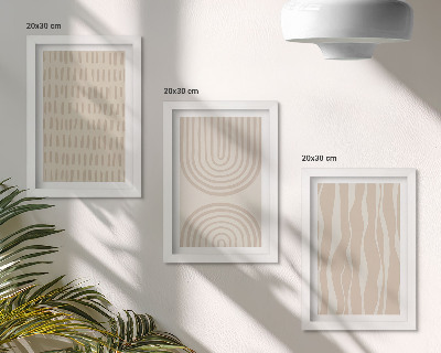 Composizione di 3 quadri Motivi astratti nelle tonalità del beige e del bianco
