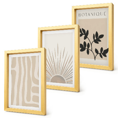 Trittico incorniciato Motivi astratti con accenti floreali in tonalità neutre