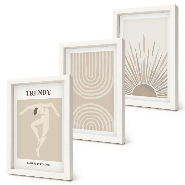 Composizione di 3 quadri Poster dai colori pastello, astrazioni boho alla moda