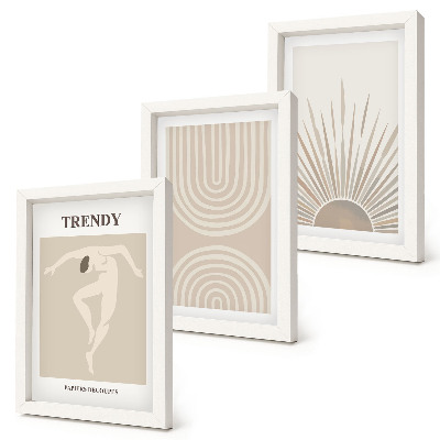 Composizione di 3 quadri Poster dai colori pastello, astrazioni boho alla moda