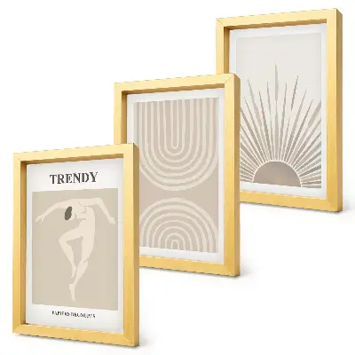 Composizione di 3 quadri poster con astrazioni boho nei colori pastello