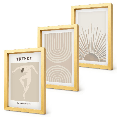Composizione di 3 quadri Poster dai colori pastello, astrazioni boho alla moda