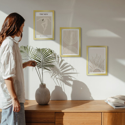 Composizione di 3 quadri Poster dai colori pastello, astrazioni boho alla moda