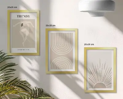 Composizione di 3 quadri poster con astrazioni boho nei colori pastello