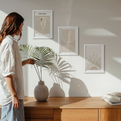 Composizione di 3 quadri Poster dai colori pastello, astrazioni boho alla moda