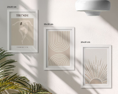 Composizione di 3 quadri Poster dai colori pastello, astrazioni boho alla moda