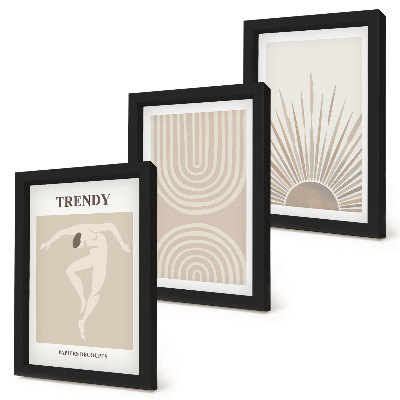 Composizione di 3 quadri Poster dai colori pastello, astrazioni boho alla moda