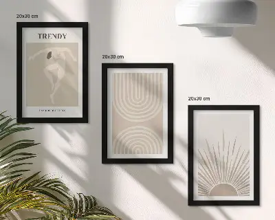 Composizione di 3 quadri poster con astrazioni boho nei colori pastello