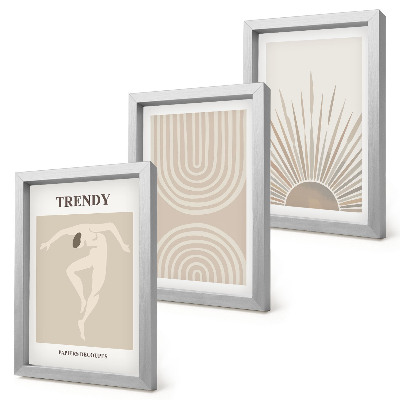 Composizione di 3 quadri Poster dai colori pastello, astrazioni boho alla moda