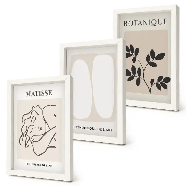 Trittico incorniciato dipinti minimalisti con motivi vegetali di Matisse