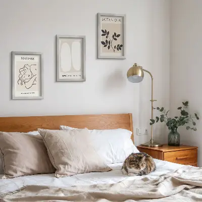 Trittico incorniciato dipinti minimalisti con motivi vegetali di Matisse