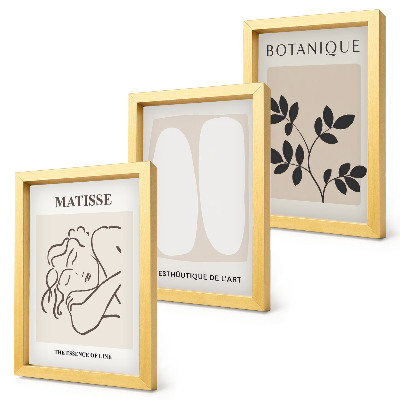 Trittico incorniciato Eleganti dipinti minimalisti con motivi vegetali di Matisse