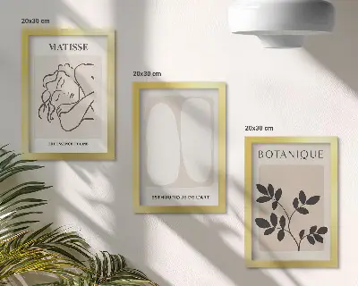 Trittico incorniciato dipinti minimalisti con motivi vegetali di Matisse