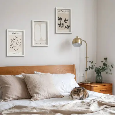Trittico incorniciato dipinti minimalisti con motivi vegetali di Matisse