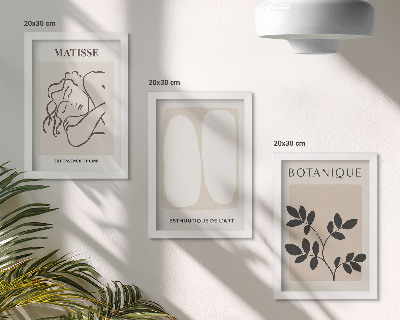 Trittico incorniciato Eleganti dipinti minimalisti con motivi vegetali di Matisse