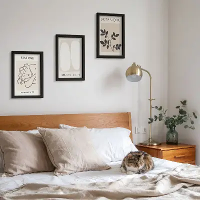 Trittico incorniciato dipinti minimalisti con motivi vegetali di Matisse