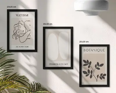 Trittico incorniciato dipinti minimalisti con motivi vegetali di Matisse