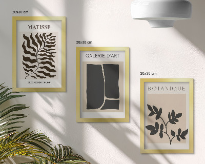 Composizione di 3 quadri Poster minimalisti con motivi vegetali e astratti.