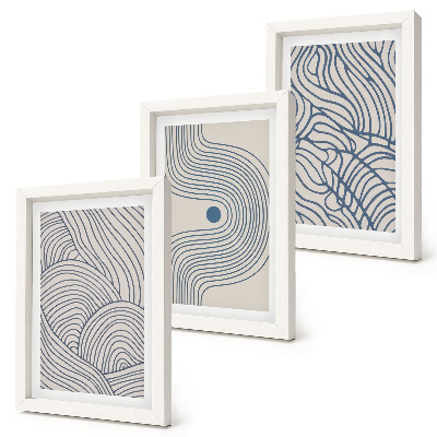 Trittico incorniciato Linee decorative astratte a forma di onda