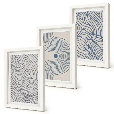 Linee decorative astratte a forma di onda trittico incorniciato