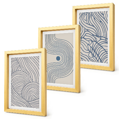 Trittico incorniciato Linee decorative astratte a forma di onda