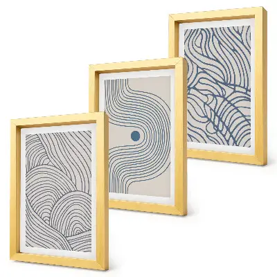Linee decorative astratte a forma di onda trittico incorniciato