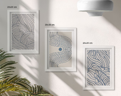 Trittico incorniciato Linee decorative astratte a forma di onda