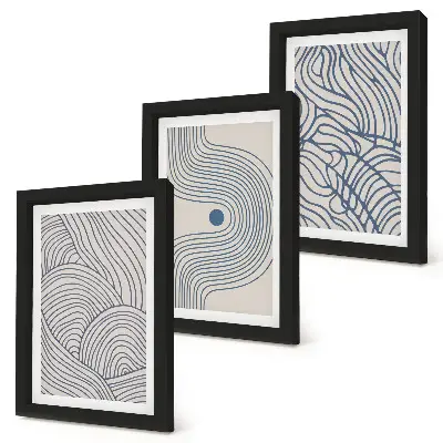 Linee decorative astratte a forma di onda trittico incorniciato