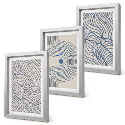 Trittico incorniciato Linee decorative astratte a forma di onda