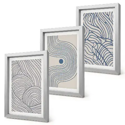 Linee decorative astratte a forma di onda trittico incorniciato