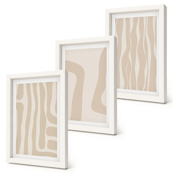 Composizione di 3 quadri Motivi astratti, forme minimaliste, stile boho